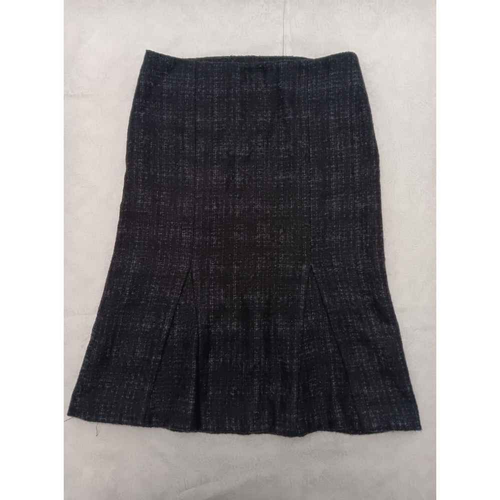 Theory Kamryn Alpaca Tweed Flared Midi Trumpet Skirt Black Gray Size 2 50601319